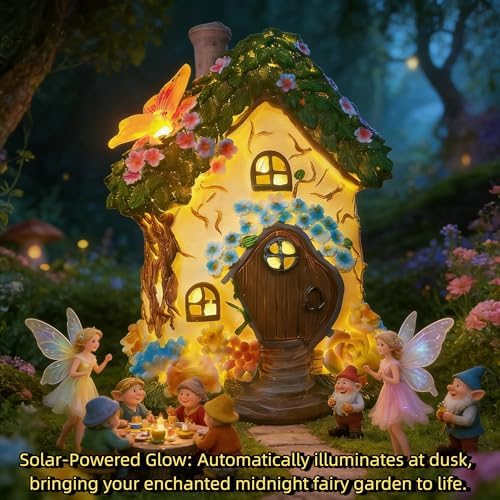 fairy garden house,fairy house,8 in,fairy garden accessories,solar powered - Image 3