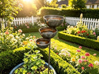 Three-Tiered rainwater Harvester Garden Pole, Vintage Rusted Metal Bird Bath, Bird and bee Drinking Cup, Decorative Outdoor rainwater Harvester Suitable for Patio, Lawn, and Garden Landscaping (1) - Image 5