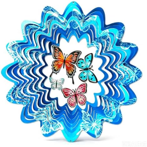 3D Kinetic Wind Spinner 12 Inch Mandala Hanging Metal Wind Spinner for Yard Patio Garden Outdoor Decor(Mandala Butterfly) by EUNOGO