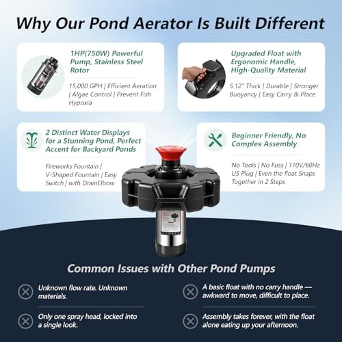1HP 110V Floating Pond Fountain Aerator Pump, for Ponds Lakes - Image 5