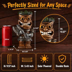 10" Solar Tiki Statue, Viking Warrior with LED Eyes, Outdoor Tiki Decor - Image 3