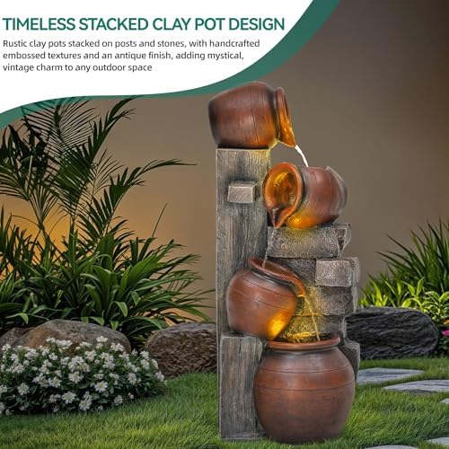 AUTODAYA 31.5" H Outdoor Water Fountain with LED Lights - Image 5