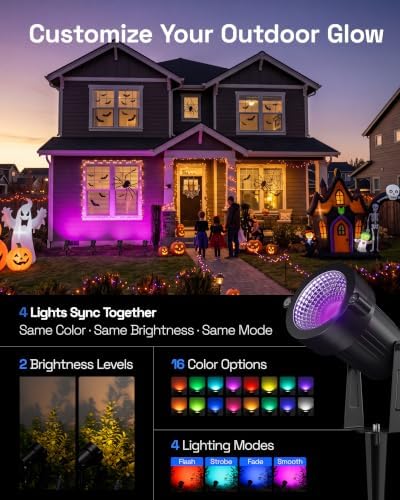 HBN RGBW Halloween Christmas Spot Lights Outdoor Spotlight with Remote - Image 2
