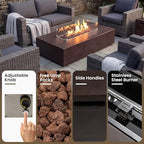 COSIEST Outdoor Propane Fire Pit Table 56" x 28" Rectangle Bronze Compact Concrete-Like Finish, Certified, 50,000 BTU,Wind Guard, Tank Outside, Free Lava Rocks, Fits 20lb Tank Outside, Raincover - Image 4