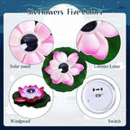 VIHOSE 30 Pcs 16 pcs Large Solar Floating Lotus Lights Lily pad for Pond - Image 2