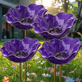 Handmade Metal Flower Garden Stake, 2 in 1 Detachable Outdoor Bird Bath & Pollinator Water Station, Weatherproof Bee Butterfly Drinking Bowl, Colorful Yard Lawn Art Decor Ornament (4, Purple) by Unknown