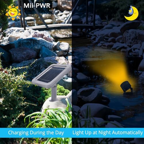 Solar Pond Lights,Colamarine KOI Pool Fountain Lights IP68 Waterproof Warm White Underwater Submersible Amphibious Solar Spotlight 6LEDs Outdoor Landscape Lamp Auto ON/Off for Garden Pond - Image 2