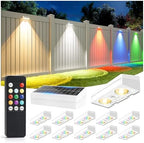 JOFIOS Fence Lights Solar Powered with Remote, 9 Fixed Colors ＆ Color Changing White Fence Lights Waterproof IP65 Dusk-to-Dawn LED Deck Lighting for Patio, Railing, Pool, Porch, Backyard, 12 Pack by JOFIOS