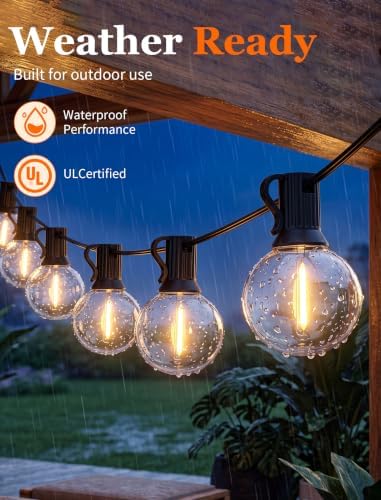 50FT G40 LED Outdoor String Lights, 50+2 Shatterproof Bulbs, Black Wire - Image 5