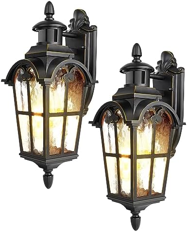 DEWENWILS Motion Sensor Outdoor Wall Lights 2-Pack Dusk to Dawn Black by DEWENWILS