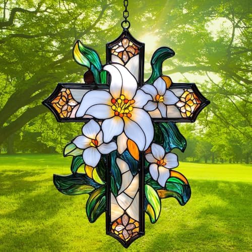 Floral Cross Acrylic Suncatcher - Image 3