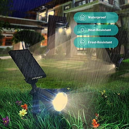 URPOWER Solar Spot Lights Outdoor Adjustable Spotlights, 4 Pack Warm White - Image 5