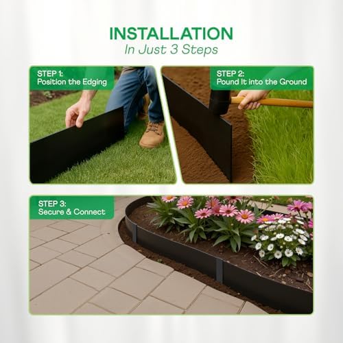 IDZO Black Metal Landscape Edging 8" H, Weather-Resistant Steel Garden Border, Flexible Lawn Barrier, Easy Installation for Flower Beds, Paths, Driveways, and Outdoor Spaces - 6 Pieces - Image 6