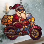 Cool Santa Riding Motorcycle Mosaic Acrylic Suncatcher - Image 3