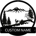 Mountain and Motorcycle Custom Name Sign Metal Wall Art Personalized Last Name Plaque Outdoor Metal Wall Art Personalized Gift for Wedding/Housewarming by MOMOBO
