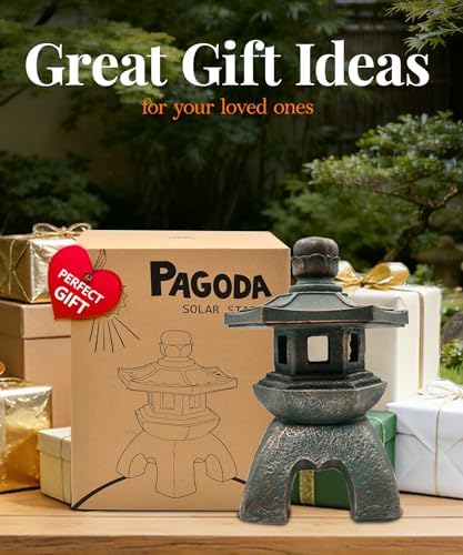 Nacome Solar Pagoda Lantern Garden Statue Zen Asian Janpases Decor - Image 2