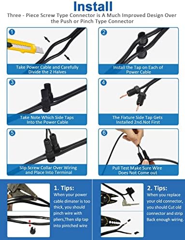 SUNVIE Low Voltage Wire Connector 12-16 Gauge Landscape Lighting Connectors Waterproof for Landscape Lights Outdoor Path Lights Work with Malibu Paradise and Other Low Voltage Lighting, 60 Pack - Image 5