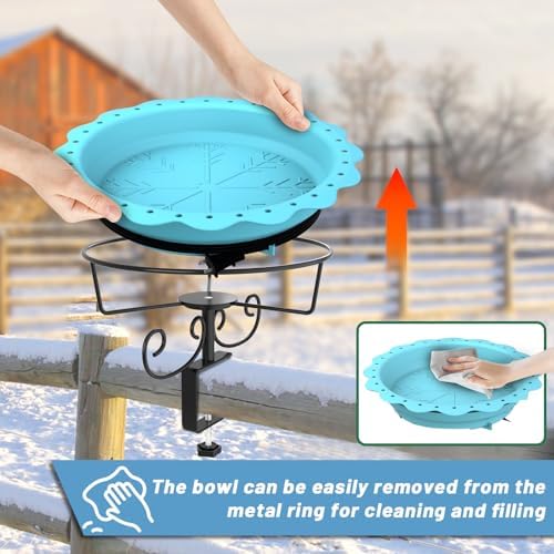 100W Heated Bird Baths for Outdoors, Heated Birdbath Outside Winter, Blue - Image 4