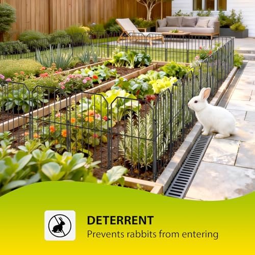 VANCASTLE Decorative Garden Fence, Toatal 25FT(L) x 24IN(H) Outdoor Metal No Dig Fence Animal Barrier, Rustproof No-Tool Assembly Landscape Edging for Yard, Lawn, Patio, Flower Bed-25 Panels Design A - Image 5