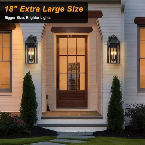 18IN Dusk to Dawn Outdoor Wall Sconce, 2-E12 Base Porch Light - Image 2