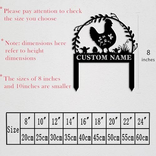 Custom Hen Garden Stake - Personalized Name Plaque Sign,Chicken Coop Sign，Custom Metal Yard Art for Outdoor Decor, Rustproof Lawn Ornament, Farmhouse Insert Sign for Garden & Patio - Image 3