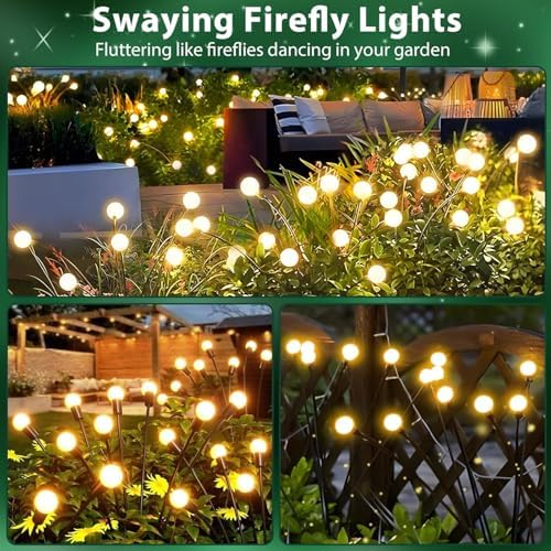 6 Pack Solar Garden Lights Outdoor Waterproof Firefly Lights Warm White - Image 6