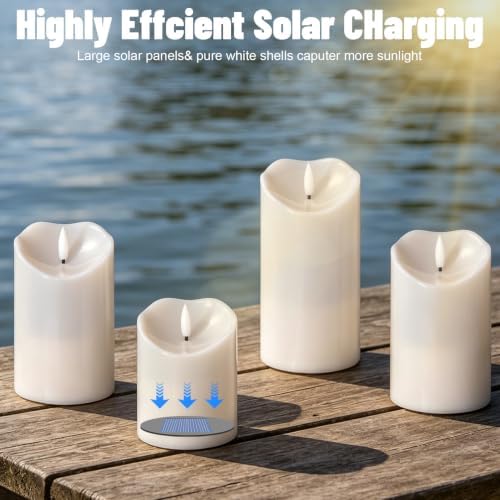 Wondise 4Pack Solar Candles Outdoor Waterproof IP65 Rechargeable - Image 2