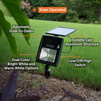 Gama Sonic Dual Color Solar Flood Light, Outdoor Black Cast Aluminum, Stake or Flat Mount Uplight for Trees, House, Landscaping, Walls with Detachable Solar Panel (203001) - Image 4