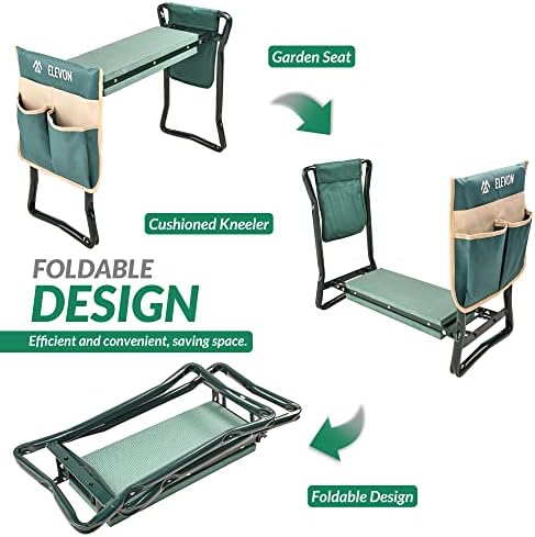 ELEVON Portable Garden Kneeler and Seat Heavy Duty Garden Bench with 2 Large Tool Pouches Prevent Knee & Back Pain Folding Sturdy Gardening Tools Gifts for Gardeners - Image 3