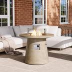 HOMPUS 31 inch Round Patio Propane Fire Table, Outdoor Fire Pit Concrete Fire Pit with Rain Cover 40,000 BTU Gas Smokeless Firepit for Outside Patio, Garden, Deck, Backyard, Gray by HOMPUS