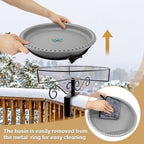 Heated Bird Bath for Outdoors Deck Railing, 100W Heated Birdbath, Gray - Image 4