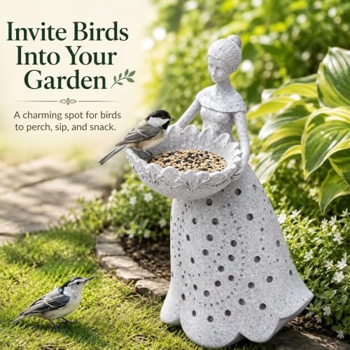 Nacome Solar Fairy Garden Decor: 11Inch Resin Outdoor Statues(Gray) - Image 7