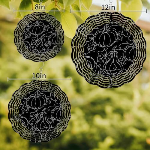 12 Inch Thanksgiving Fall Wind Spinner for Yard and Garden, Autumn Pumpkin Leaves Lines Black Hanging Ornaments Outdoor 3D Kinetic Wind Sculpture Spinners Indoor Outdoor Patio Décor Ornaments Gift - Image 3