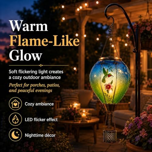 Hummingbird Solar Lantern, Hot Air Balloon Light with Flickering Flame - Image 7