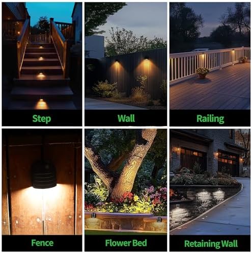 Low Voltage LED Step Lights - Warm White & Daylight White Selectable, Landscape 12V Deck Lights Outdoor, Hardwired IP65 Waterproof Aluminum Black for Wall Garden Handrail 12 Pack - Image 6
