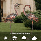 Kircust Crane Garden Sculptures & Statues Heron Decoy Large Size Metal Birds Yard Art Standing Vintage Brass Heron Lawn Ornament Outdoor Decorations 37 Inches Set of 2 - Image 2