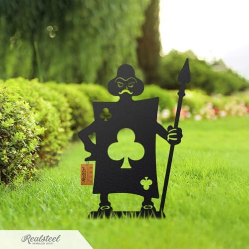 Alice in Wonderland Garden Stakes – Set 2: Queen of Hearts, Spade & Club Knights – Outdoor Decor – RealSteel Original – Rust – Weatherproof American Steel – Made in USA - Image 4
