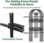 AMAGABELI 8 Panels 24in(H)×10ft(L) Decorative Garden Fence No Dig Rustproof Metal Pre-Linking Fence Panels Garden Edging Border Animal Barrier Fencing for Flower Beds Yard Patio Outdoor Decor Black - Image 2
