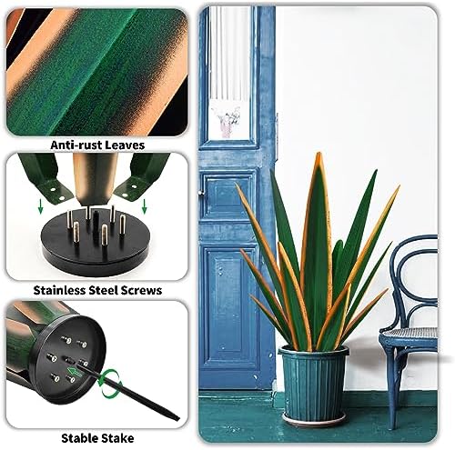 KODIBO 24" Metal Agave Plant Outdoor Decor, Large Garden Statue, Dark Green - Image 6