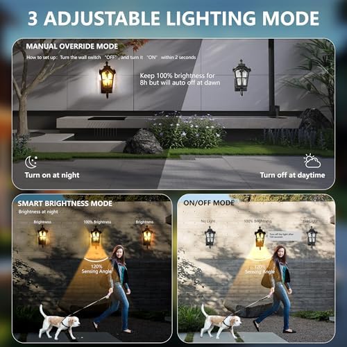Motion Sensor Dawn to Dusk Outdoor Sensor Light Fixture Waterproof Porch Lights Anti-Rust Exterior Lighting Outdoor Wall Lantern Outside Wall Light for Patio Front Door Garden Garage - Image 2