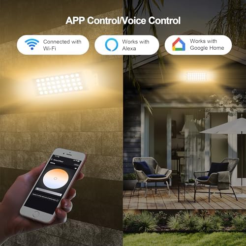Wall Washer Light – Smart LED Landscape Spotlights with 6CCT Adjustable Color Temperature, Dimmable 1%-100%, Waterproof IP65, RF Remote & App Control, Timer Function, Easy Installation - Image 4
