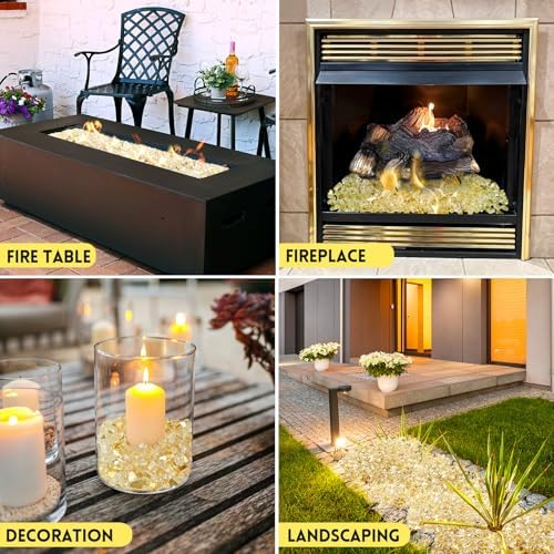 GasSaf 1/4 Inch Gold Fire Glass Reflective Tempered Fireglass, 20 lb - Image 4