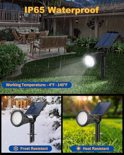 Solar Spot Lights Outdoor, 10 Pack Outdoor Solar Lights for Yard, 4 Lighting Mode Solar Landscape Spotlights with Auto On/Off, 2-in-1 Waterproof Wall Lights for Garden, Walkway (Cool White) - Image 3