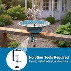 12.6" Solar Bird Bath for Deck Railing, Detachable Metal Bird Bath Bowl - Image 5