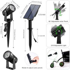 Green Solar Spot Lights Outdoor, 2 Pack Solar Landscape Spotlights IP65 Waterproof 9.8ft Cable, Auto On/Off Outdoor Wall Lights for Garden Yard Driveway Porch Walkway Pool (1-in-1) - Image 4