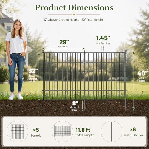 No Dig Garden Fence Outdoor for Yard, 32in (H) x 11.8ft(L) - Image 2
