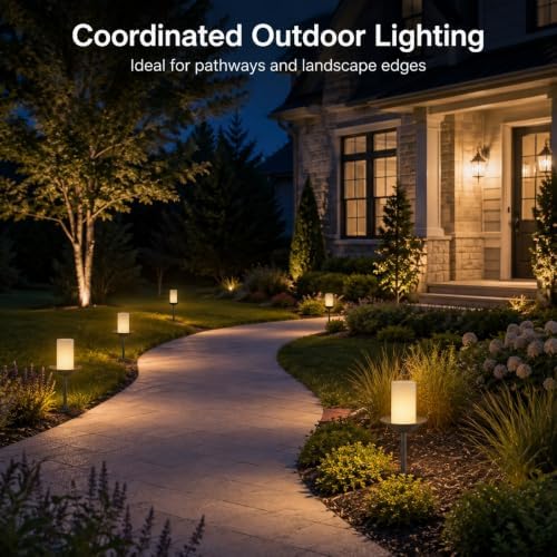 Hardwired Outdoor Bollard Light, 3000K Cylinder Shade Garden Fixture - Image 7