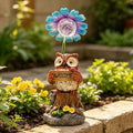 COWOS Solar Powered Owl Garden Statue with Glowing Flower Light, Hand-Painted Resin Figurine for Outdoor Patio, Yard, Lawn Decor, Gift for Nature Lovers by COWOS