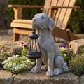 Dog Statue with Solar Lantern - Outdoor Statue Home Decor for Garden Backyard Porch Patio, 10.5 IN Puppy Lamps Figurine Lights Decorations Gift for Birthday, Valentine's Day, Dog Lovers (Cement) by HomeDecoration