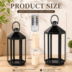 Black Decorative Metal Lanterns Indoor Outdoor, 19" 17" Tall - Image 2